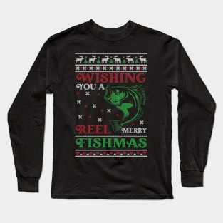 Wishing You A Reel Merry Fishmas - Christmas Fishing Long Sleeve T-Shirt